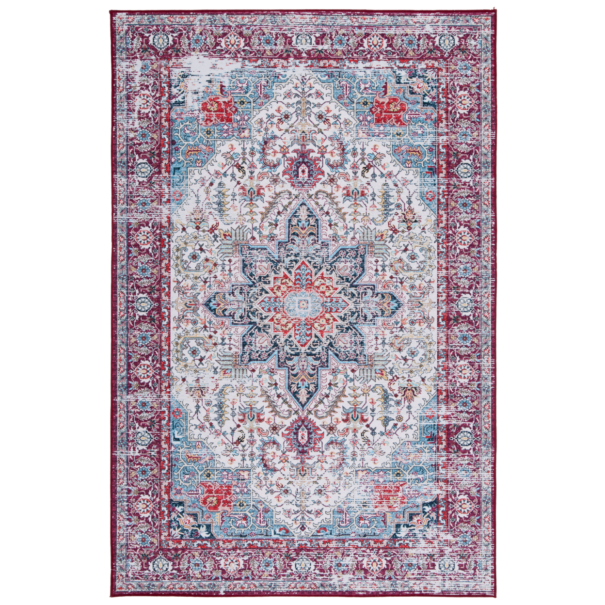 SAFAVIEH Tucson Collection TSN113A Ivory / Red Rug - 3' X 5'