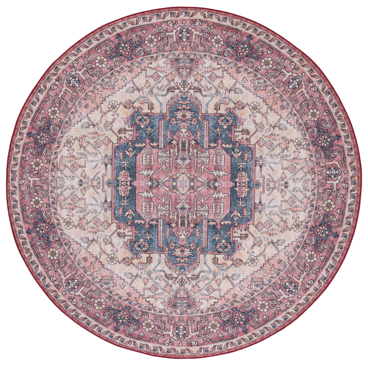 SAFAVIEH Tucson Collection TSN143B Beige / Pink Rug - 6' Round