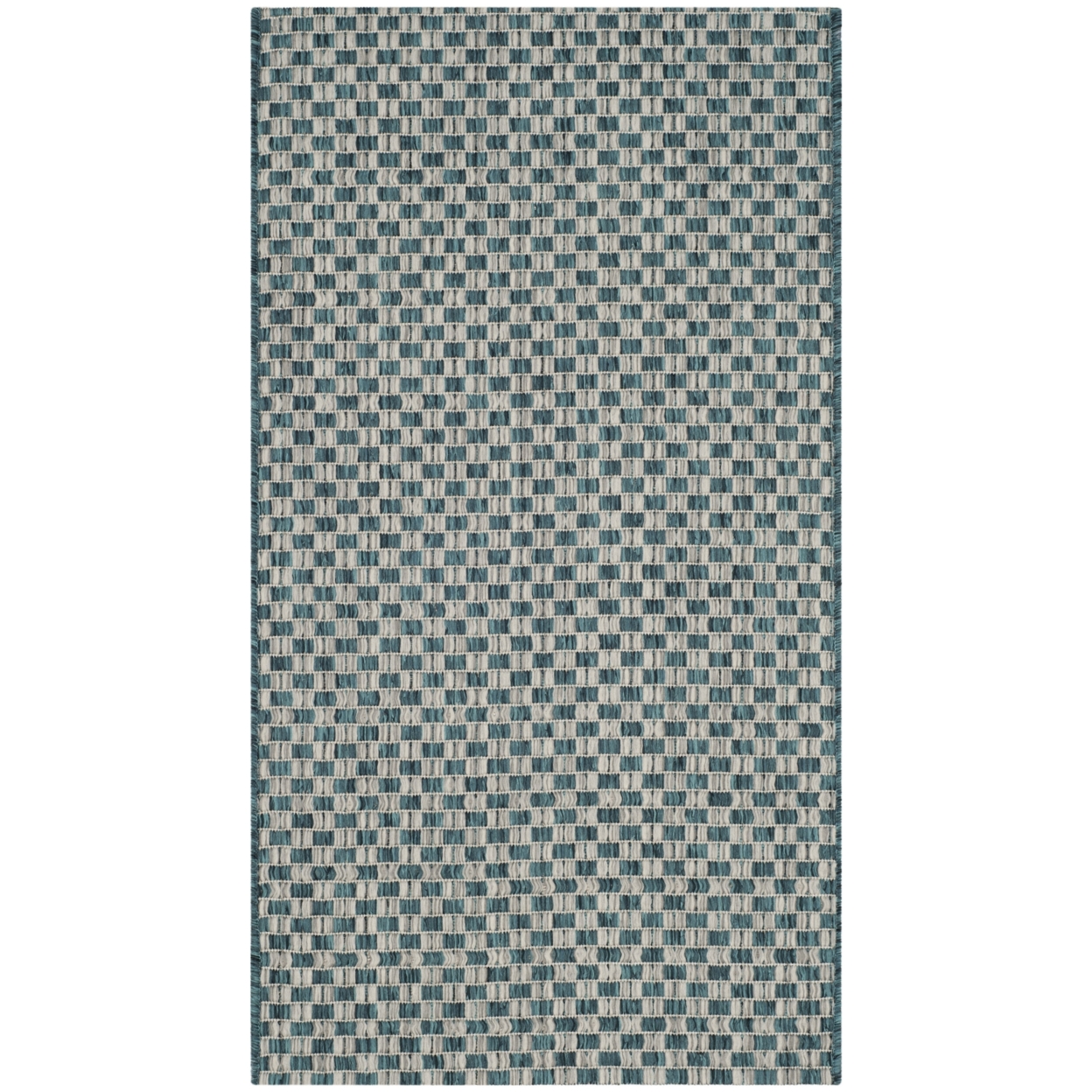 SAFAVIEH Outdoor CY8653-37221 Courtyard Turquoise / Light Grey Rug - 4' Square