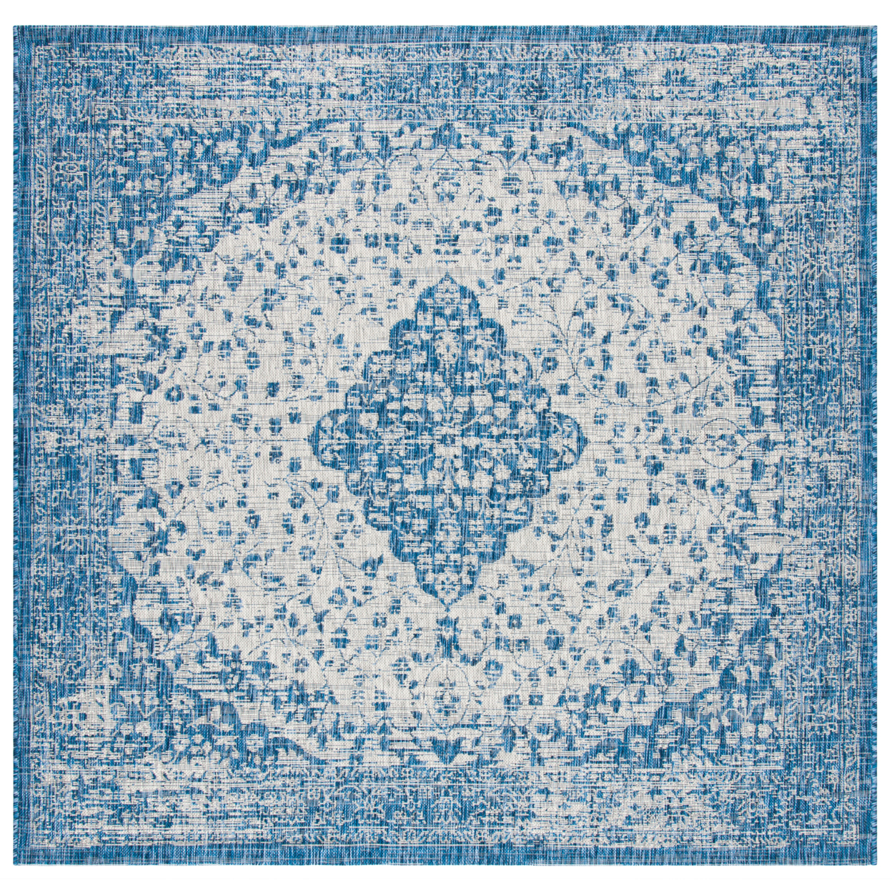 SAFAVIEH Outdoor CY8720-36812 Courtyard Blue / Grey Rug - 6' 7 Square