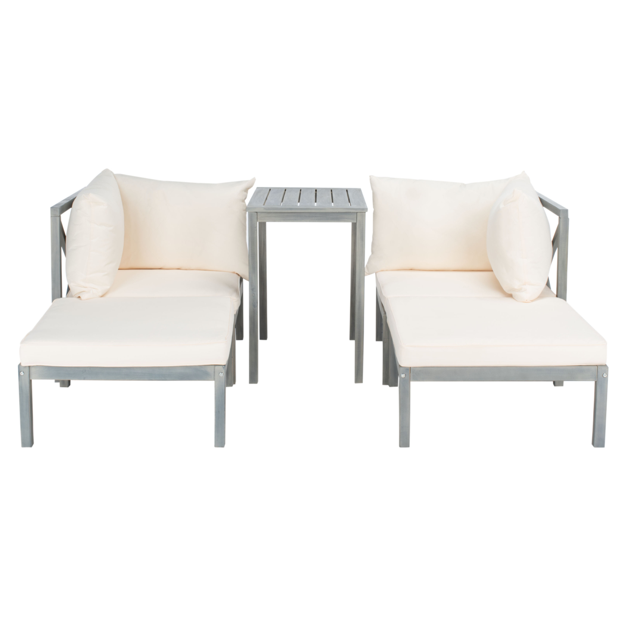 SAFAVIEH Outdoor Collection Ronson 5-Piece Sectional Set Ash Grey/Beige