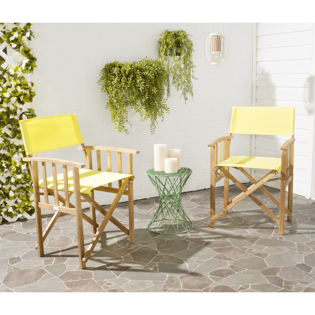 SAFAVIEH Outdoor Collection Laguna Director Chair Natural/Yellow