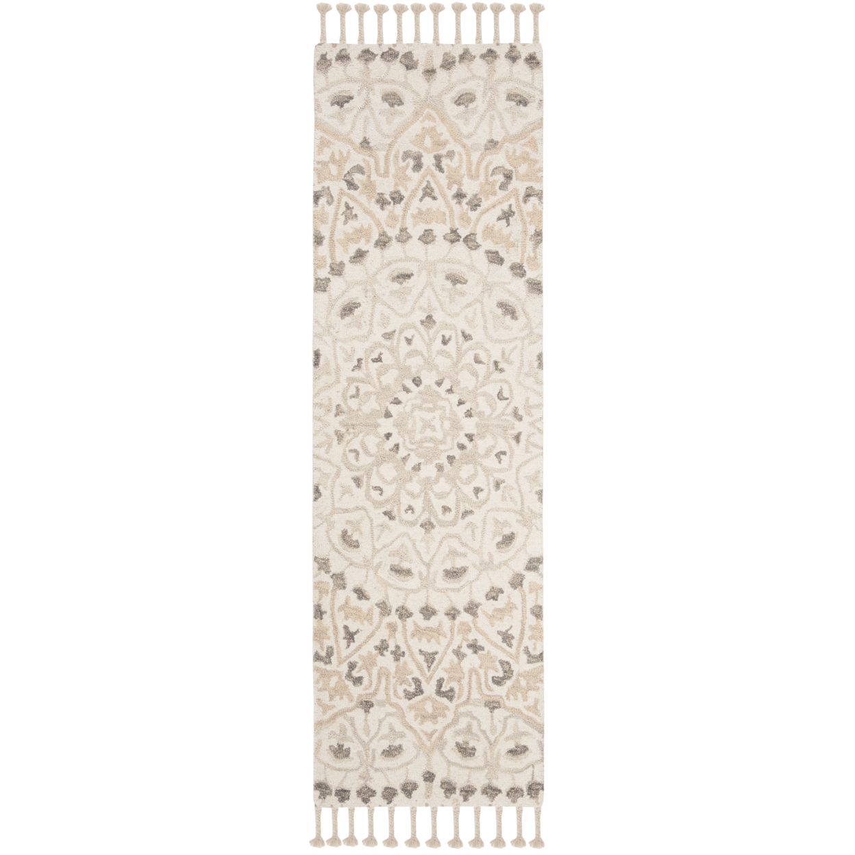 SAFAVIEH Blossom BLM459A Handmade Ivory / Taupe Rug - 2' 3 X 10'