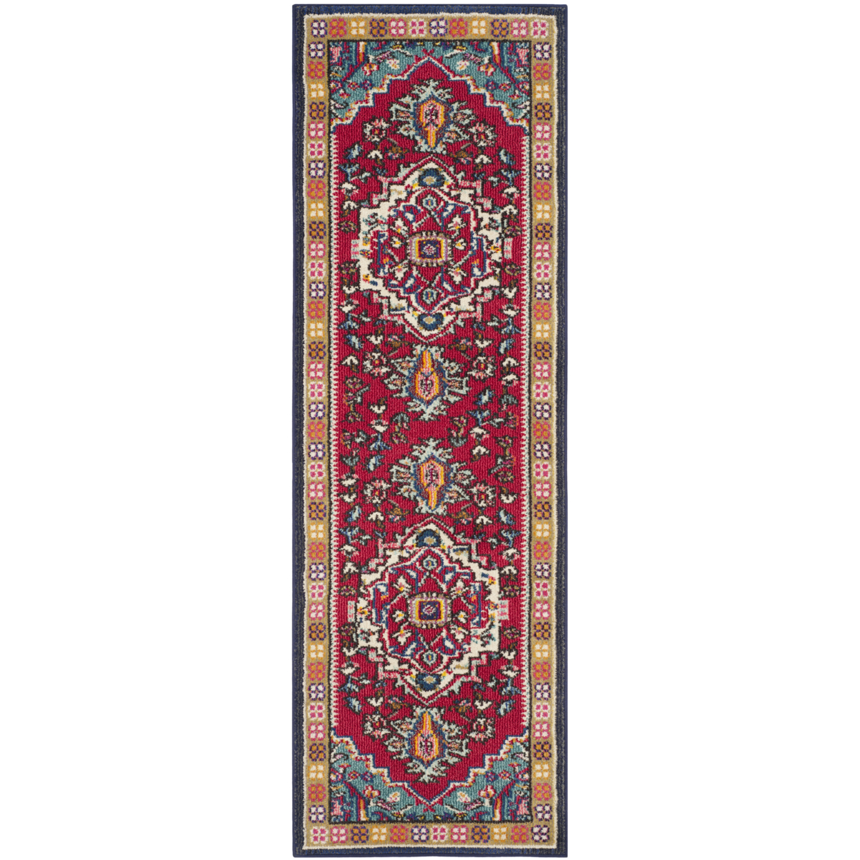 SAFAVIEH Monaco Collection MNCB207C Red / Turquoise Rug - 3' 4 X 4' 7 Rectangle