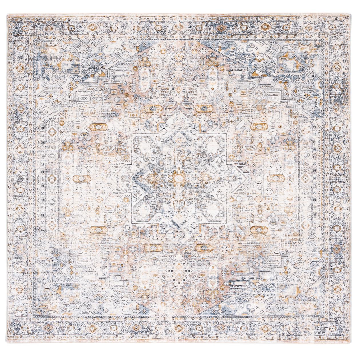 SAFAVIEH Moondust Collection MND652A Ivory / Blue Rug - 6' Square