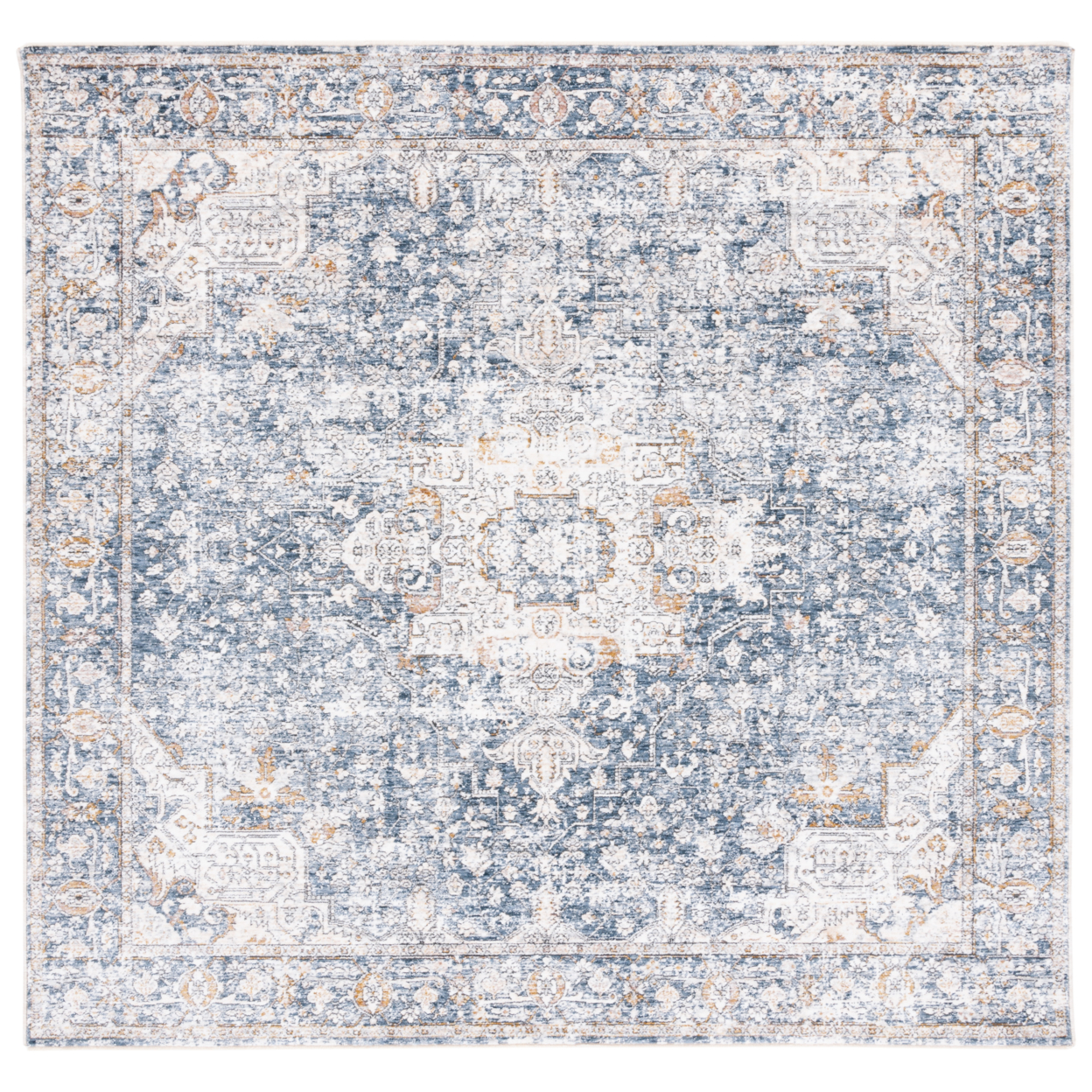 SAFAVIEH Moondust Collection MND662A Ivory / Blue Rug - 6' Square