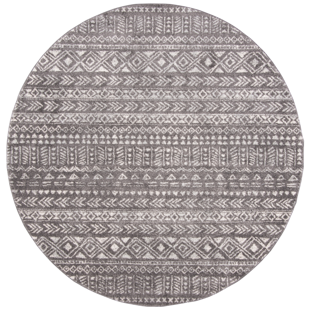 SAFAVIEH Tulum Collection TUL263F Dark Grey / Ivory Rug - 8' Round