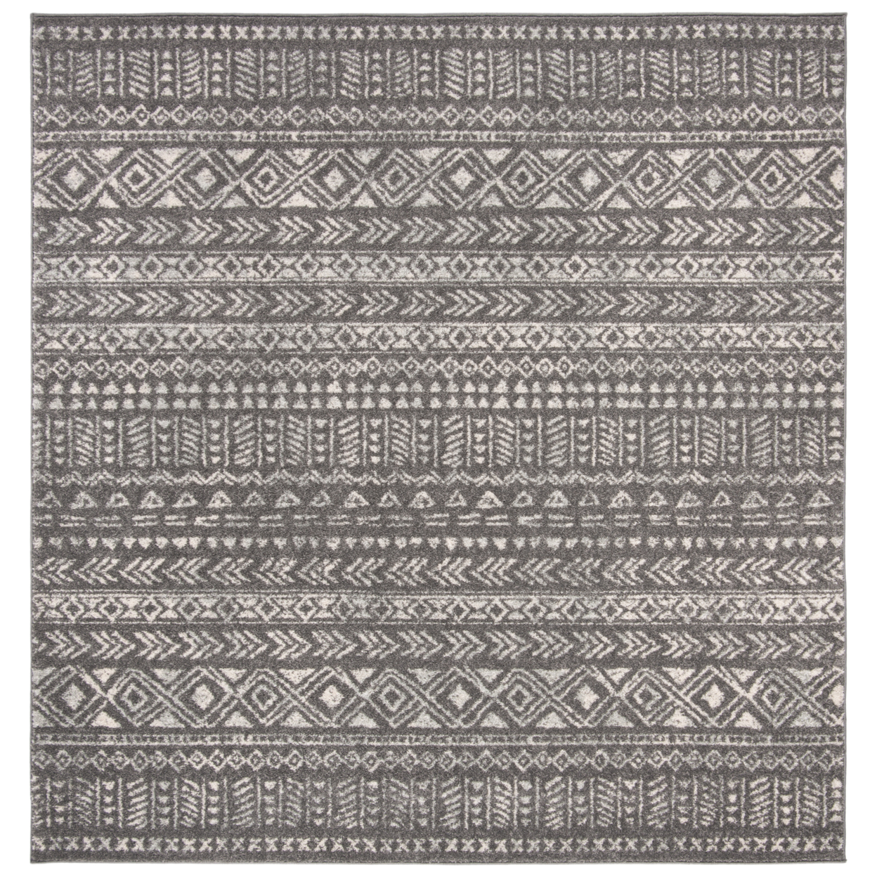 SAFAVIEH Tulum Collection TUL263F Dark Grey / Ivory Rug - 3' Square