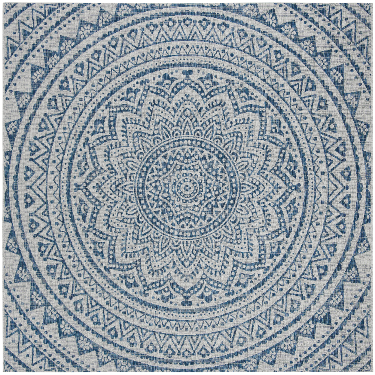 SAFAVIEH Outdoor CY8734-36812 Courtyard Light Grey / Blue Rug - 7' 10 Square