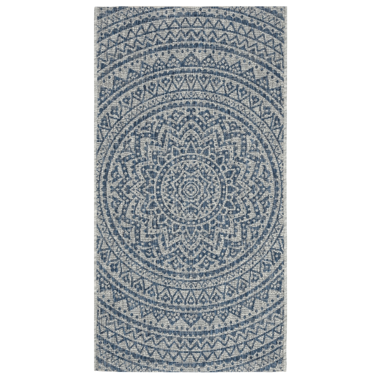 SAFAVIEH Outdoor CY8734-36812 Courtyard Light Grey / Blue Rug - 3' Square