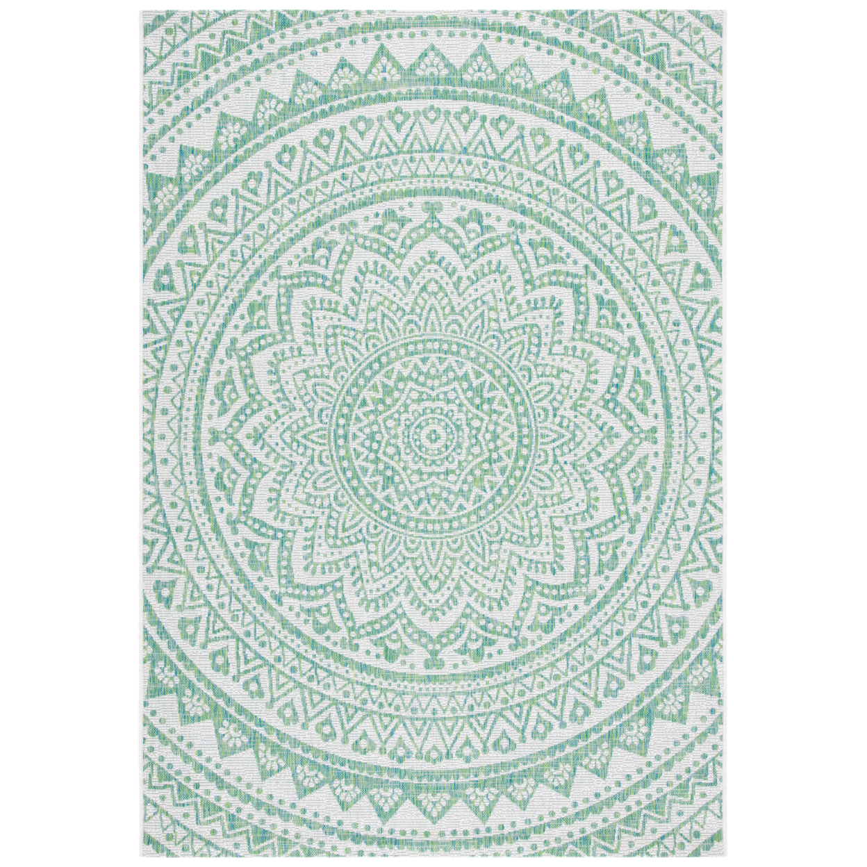 SAFAVIEH Outdoor CY8734-55712 Courtyard Ivory / Green Rug - 4' Square
