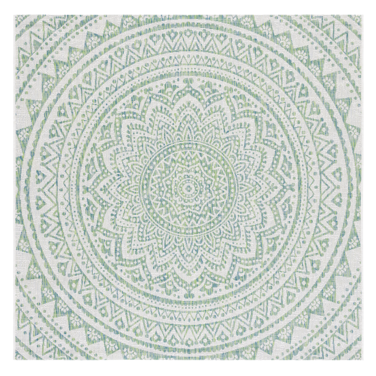 SAFAVIEH Outdoor CY8734-55712 Courtyard Ivory / Green Rug - 6' 7 Square