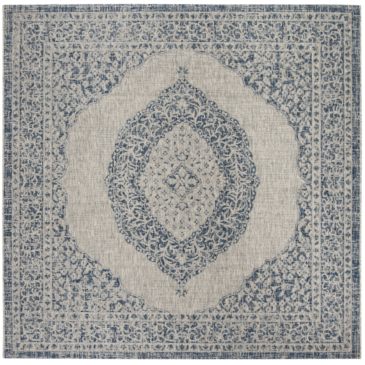 SAFAVIEH Outdoor CY8751-36812 Courtyard Light Grey / Blue Rug - 6' 7 Square