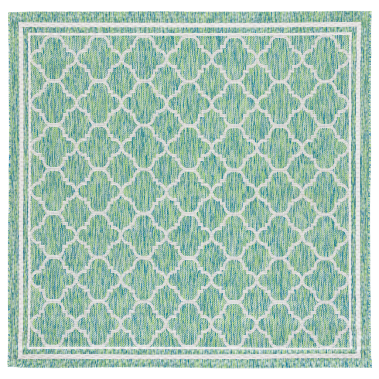 SAFAVIEH Outdoor CY8918-55721 Courtyard Green / Ivory Rug - 6' 7 Square