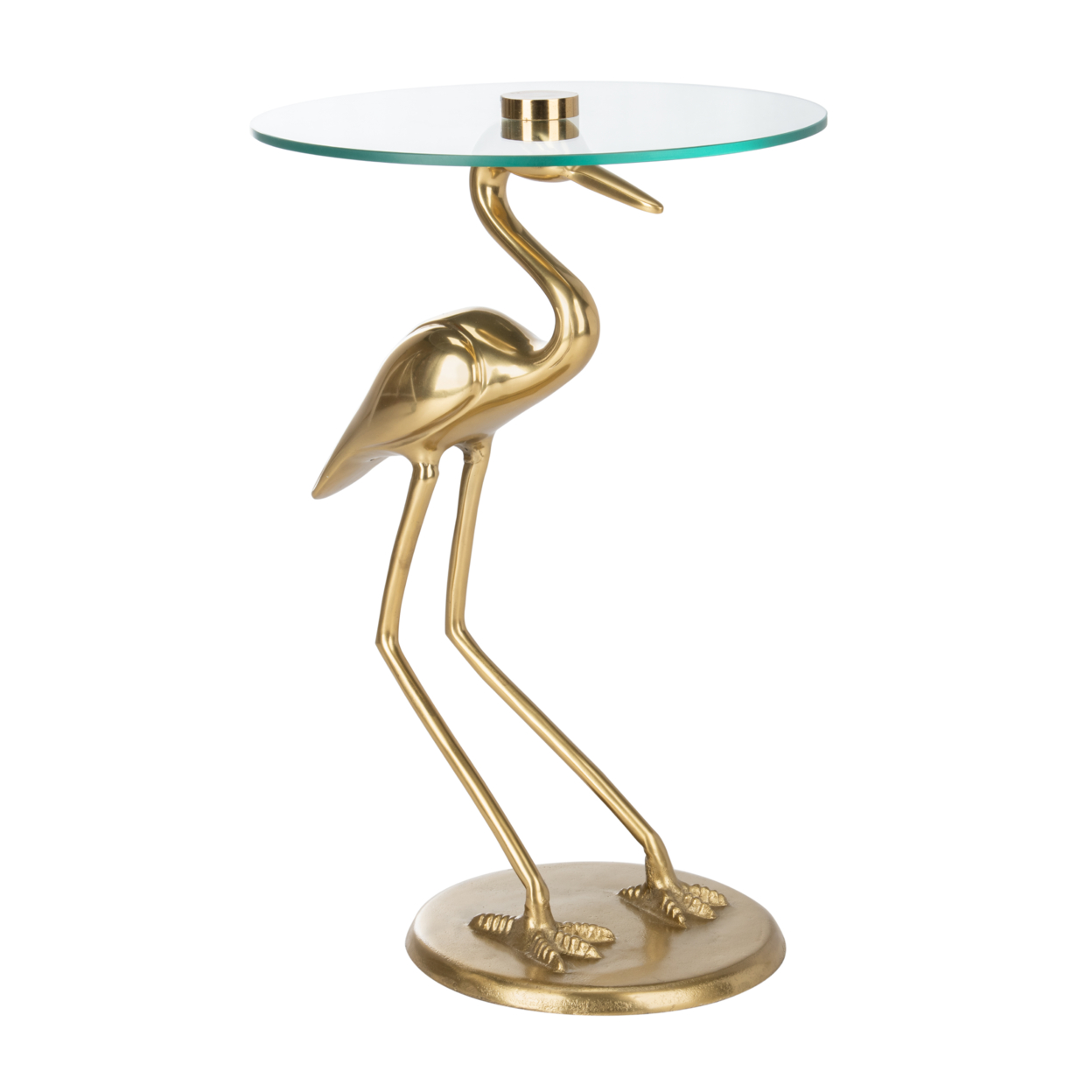 SAFAVIEH Tori Crane Base Accent Table Gold / Glass