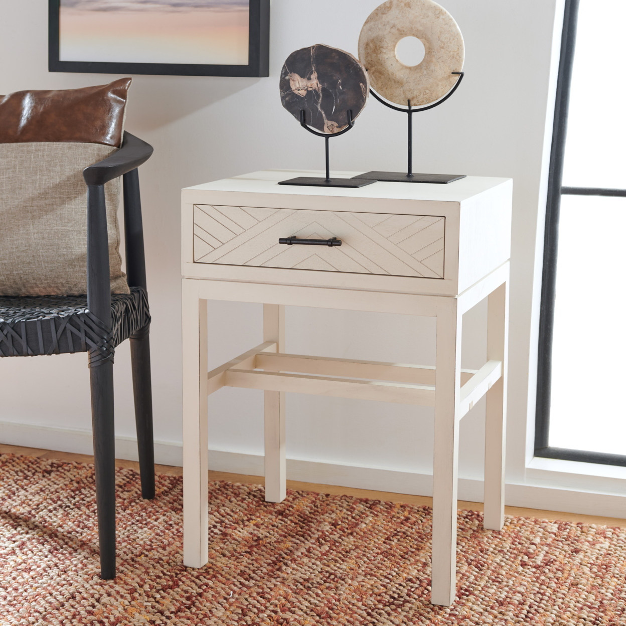SAFAVIEH Ajana 1-Drawer Accent Table Distressed White