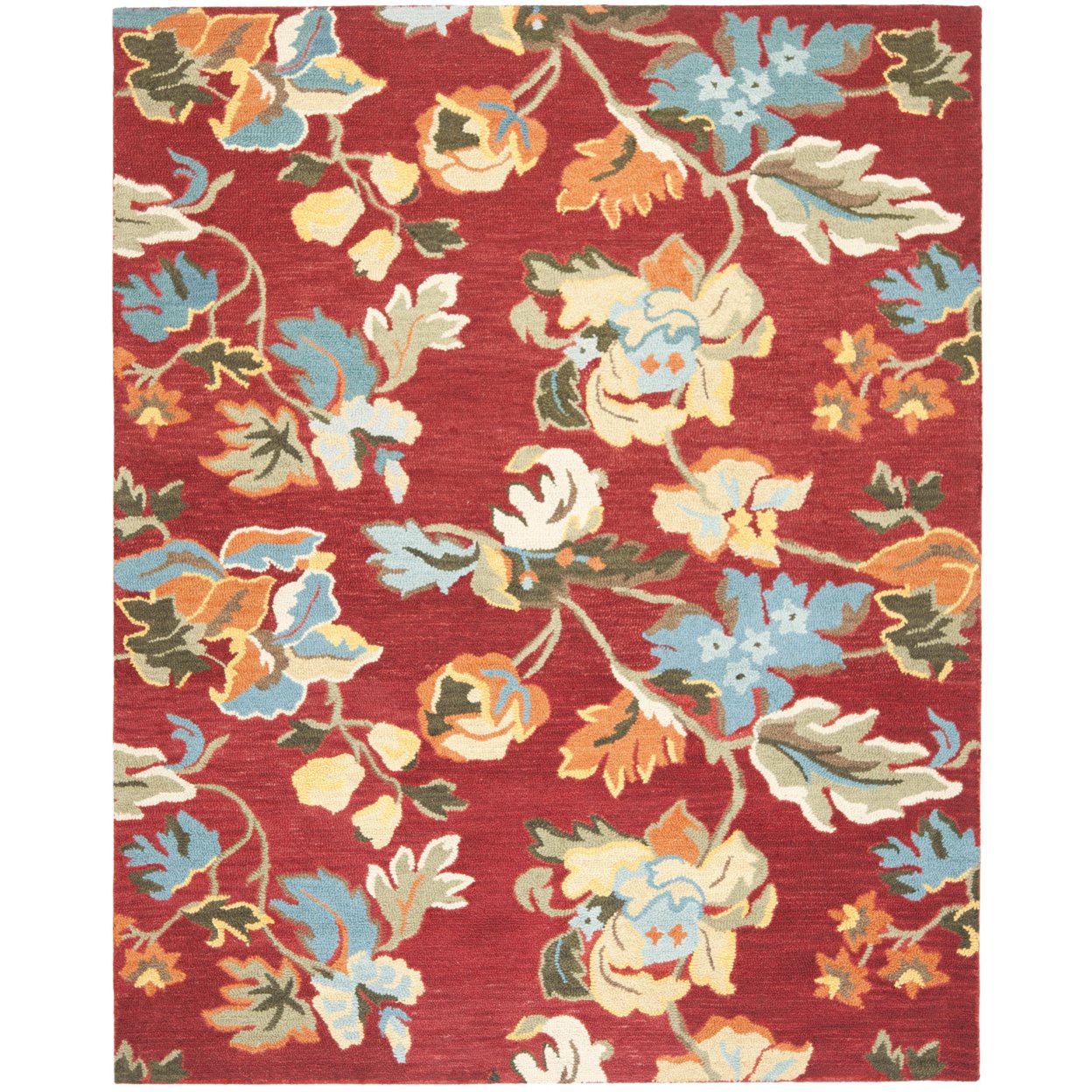 SAFAVIEH Blossom BLM672A Hand-hooked Red / Multi Rug - 8' X 10'