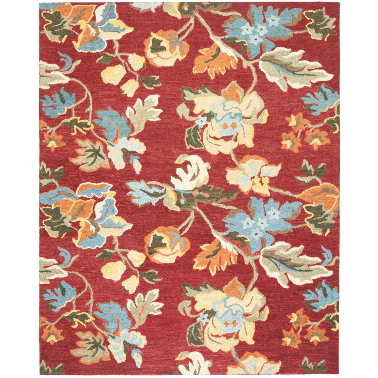 SAFAVIEH Blossom BLM672A Hand-hooked Red / Multi Rug - 8' 9 X 12'