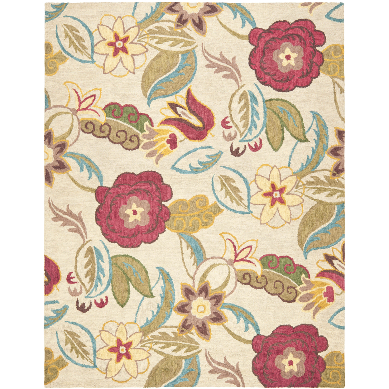 SAFAVIEH Blossom BLM671A Hand-hooked Beige / Multi Rug - 8' 9 X 12'