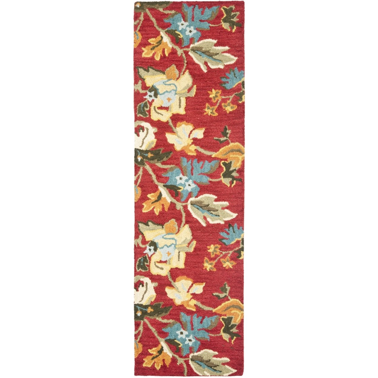 SAFAVIEH Blossom BLM672A Hand-hooked Red / Multi Rug - 2' 3 X 8'