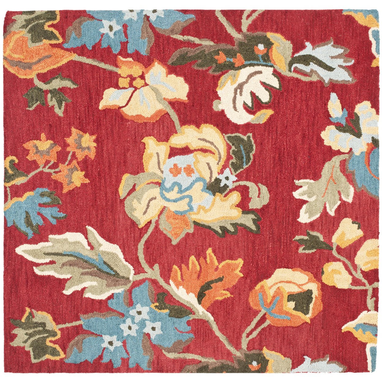 SAFAVIEH Blossom BLM672A Hand-hooked Red / Multi Rug - 6' Square