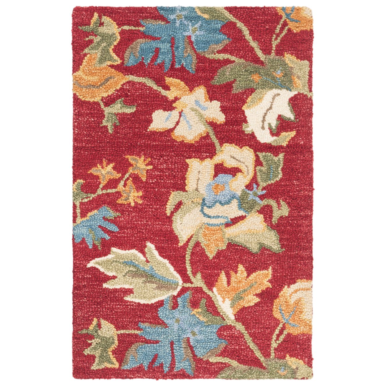 SAFAVIEH Blossom BLM672A Hand-hooked Red / Multi Rug - 2' 6 X 4'