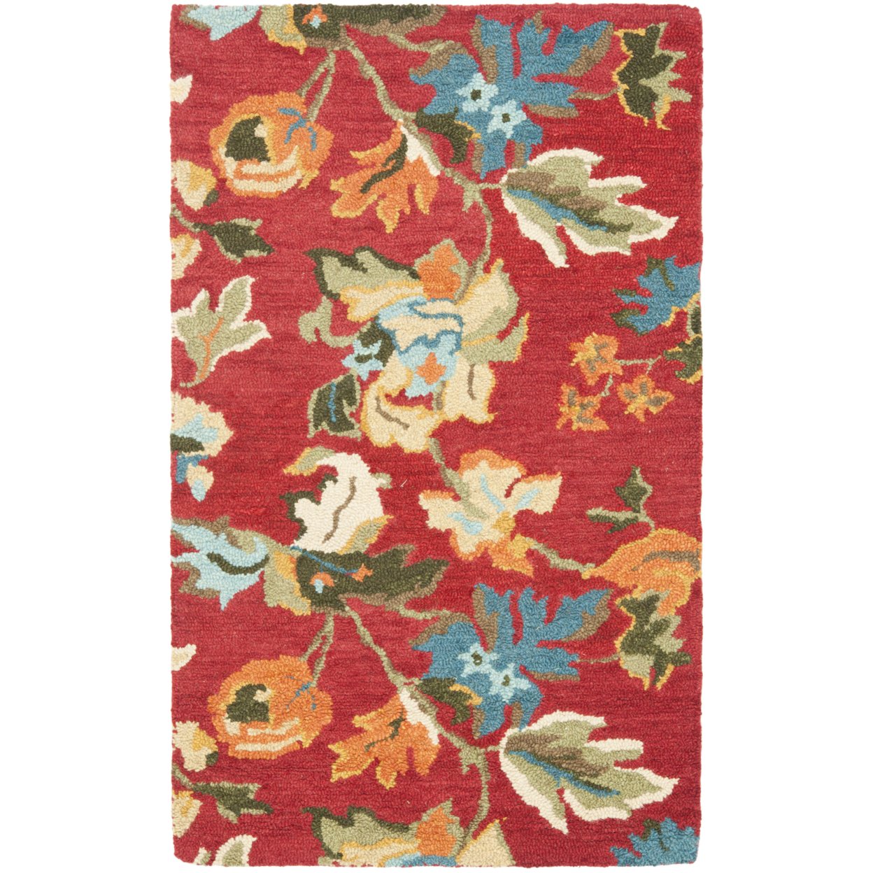 SAFAVIEH Blossom BLM672A Hand-hooked Red / Multi Rug - 3' X 5'