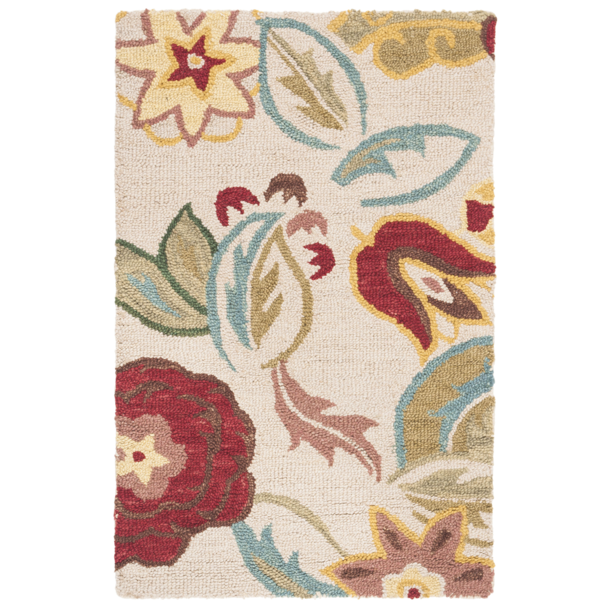 SAFAVIEH Blossom BLM671A Hand-hooked Beige / Multi Rug - 2' 6 X 4'