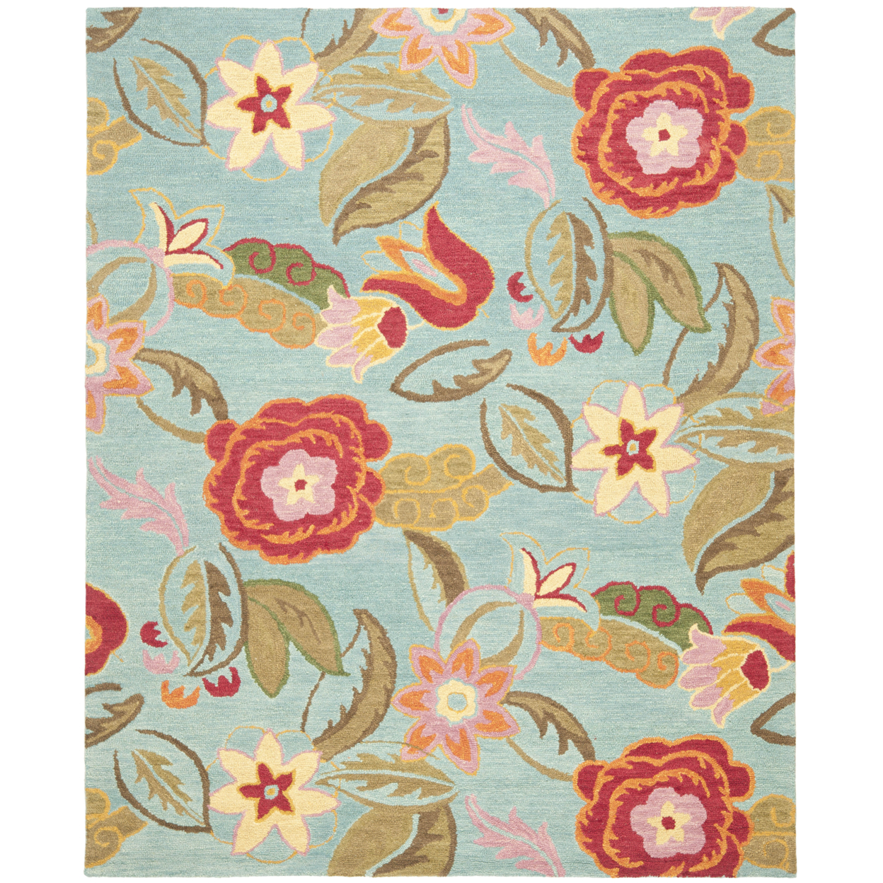 SAFAVIEH Blossom BLM675A Hand-hooked Blue / Multi Rug - 6' X 9'