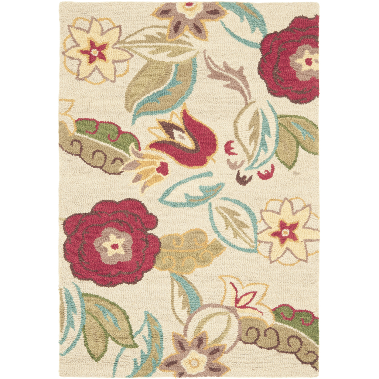 SAFAVIEH Blossom BLM671A Hand-hooked Beige / Multi Rug - 4' X 6'