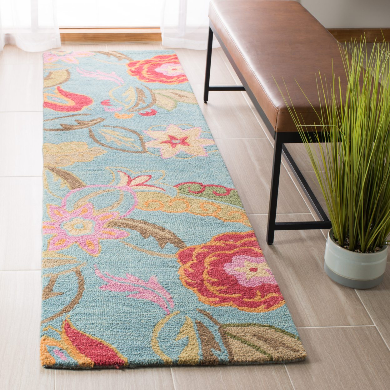 SAFAVIEH Blossom BLM675A Hand-hooked Blue / Multi Rug - 8' X 10'