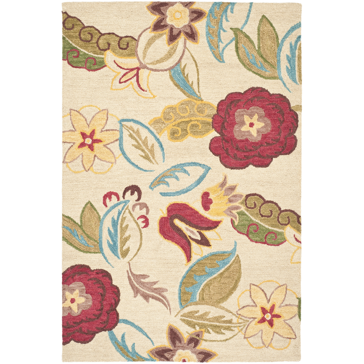 SAFAVIEH Blossom BLM671A Hand-hooked Beige / Multi Rug - 5' X 8'