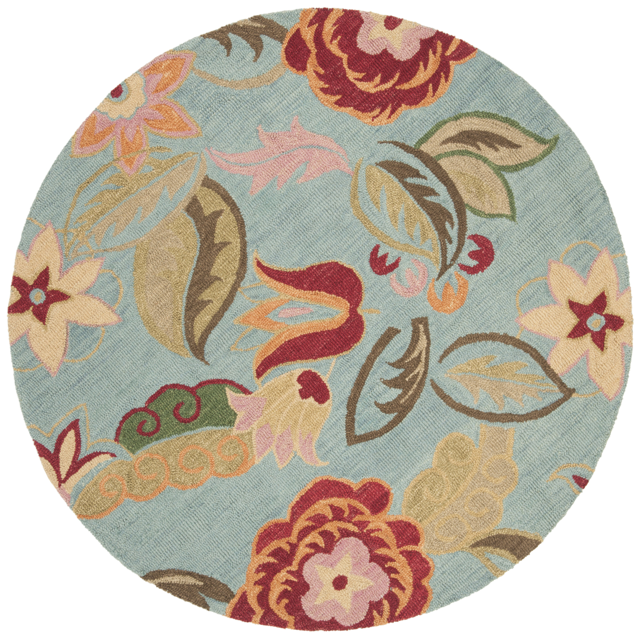 SAFAVIEH Blossom BLM675A Hand-hooked Blue / Multi Rug - 6' Round