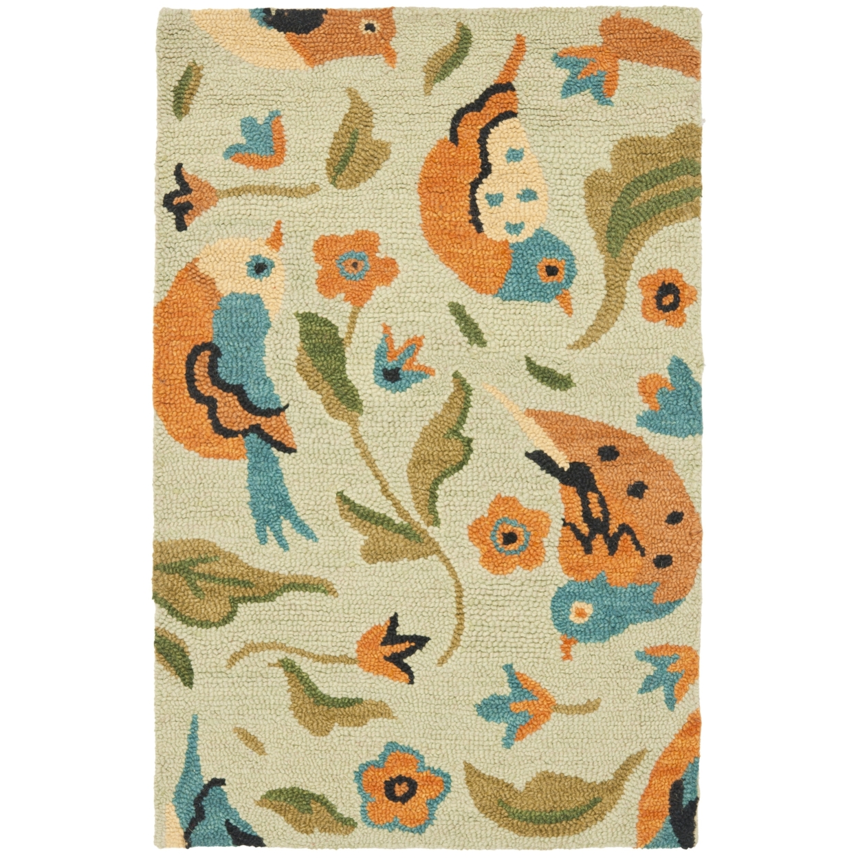 SAFAVIEH Blossom BLM676A Hand-hooked Sage / Multi Rug - 2' 6 X 10'
