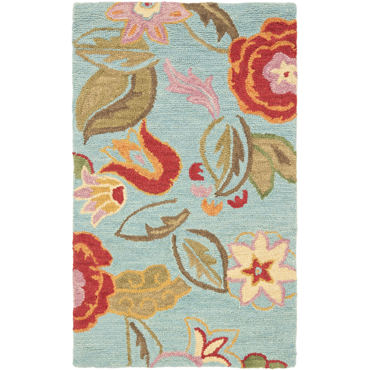 SAFAVIEH Blossom BLM675A Hand-hooked Blue / Multi Rug - 3' X 5'