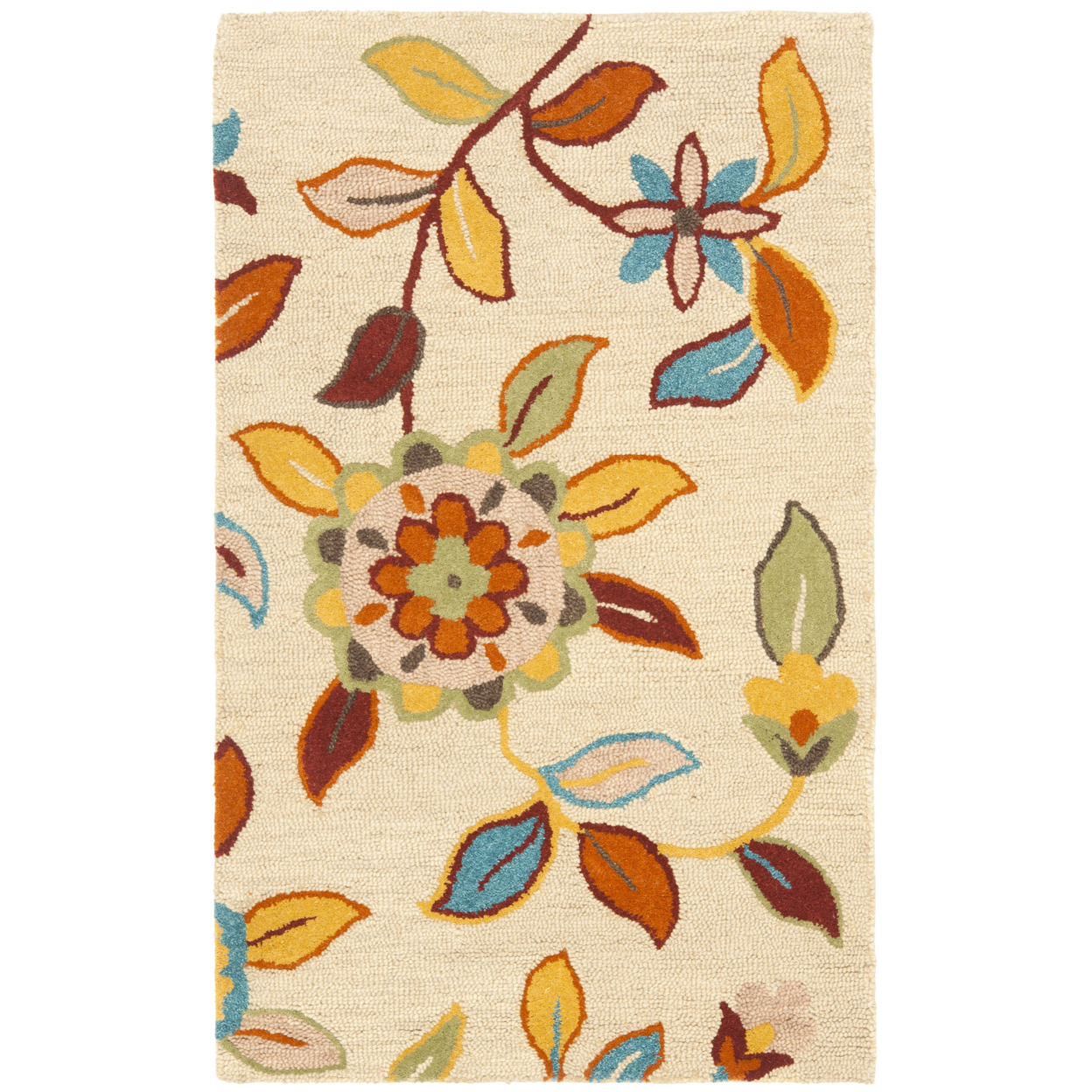 SAFAVIEH Blossom BLM677A Hand-hooked Beige / Multi Rug - 3' X 5'