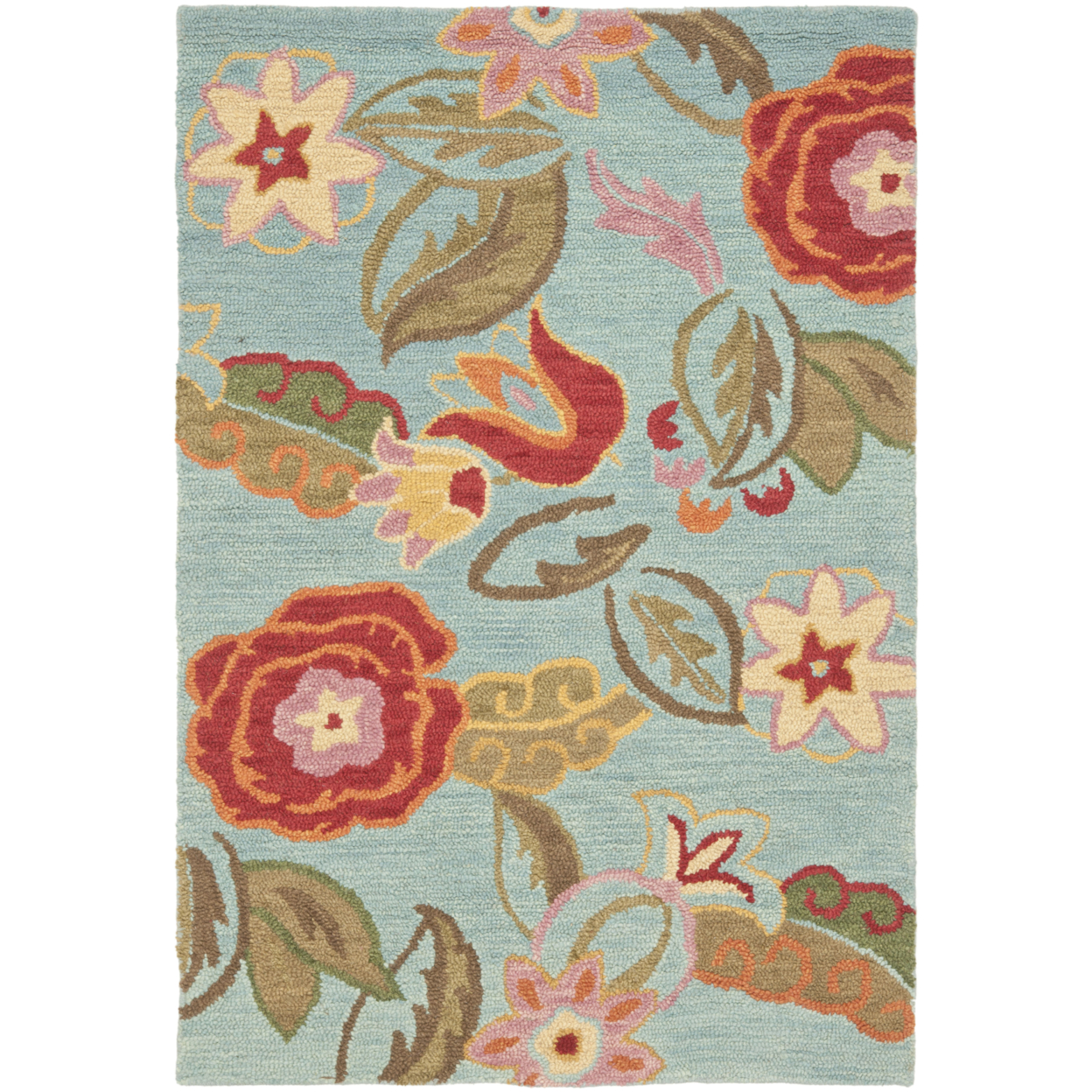 SAFAVIEH Blossom BLM675A Hand-hooked Blue / Multi Rug - 4' X 6'