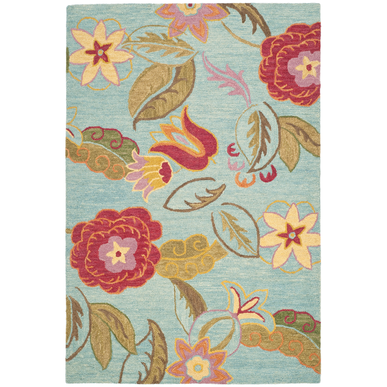 SAFAVIEH Blossom BLM675A Hand-hooked Blue / Multi Rug - 5' X 8'