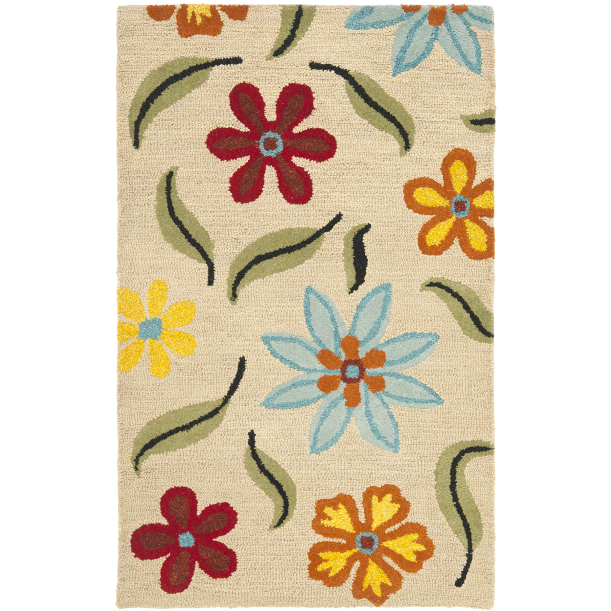 SAFAVIEH Blossom BLM678A Hand-hooked Beige / Multi Rug - 3' X 5'