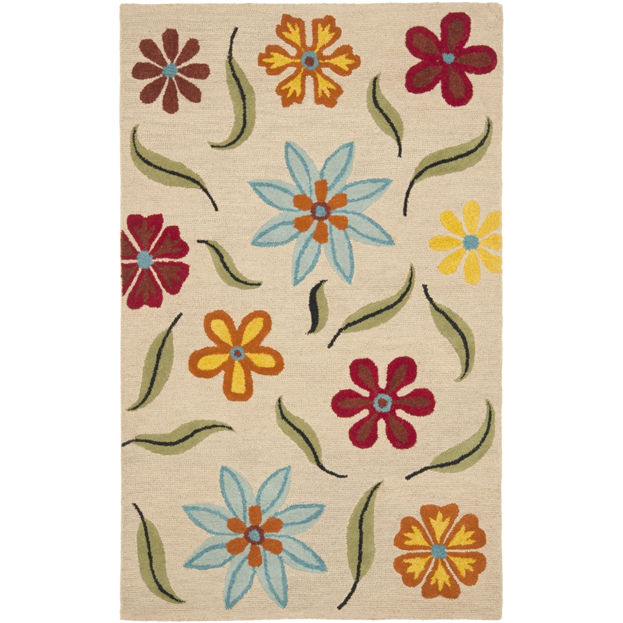 SAFAVIEH Blossom BLM678A Hand-hooked Beige / Multi Rug - 4' X 6'