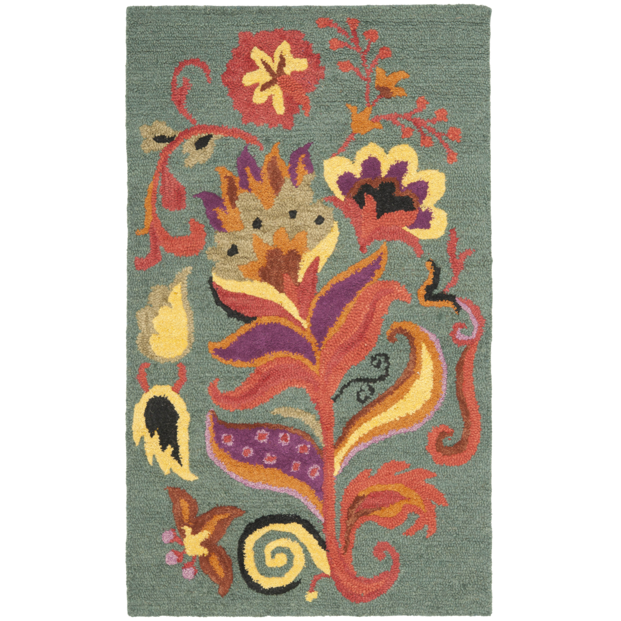 SAFAVIEH Blossom BLM679A Hand-hooked Blue / Multi Rug - 3' X 5'