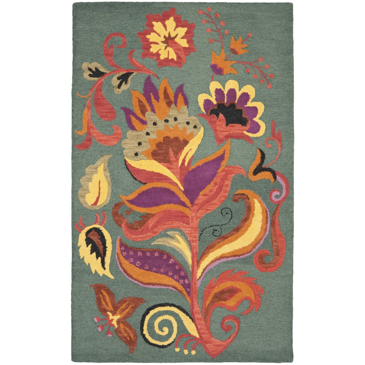 SAFAVIEH Blossom BLM679A Hand-hooked Blue / Multi Rug - 5' X 8'