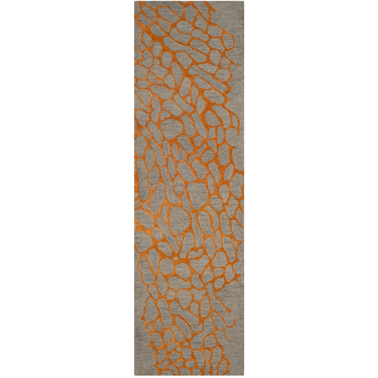 SAFAVIEH Blossom BLM695C Hand-hooked Grey / Orange Rug - 2' 3 X 6'