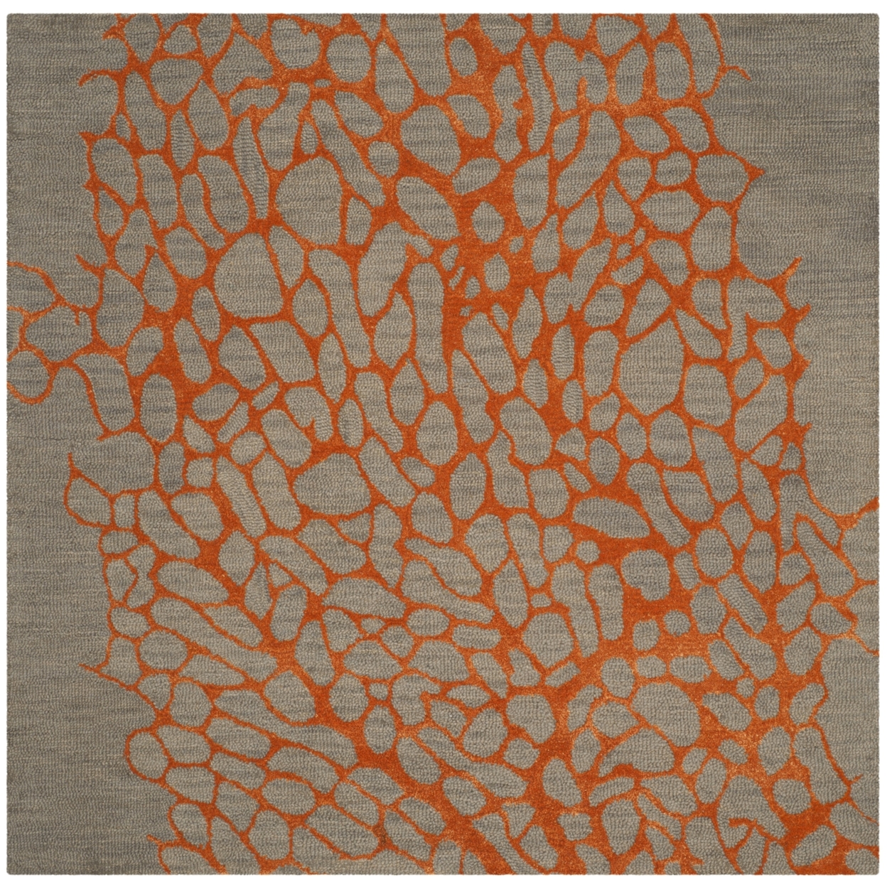 SAFAVIEH Blossom BLM695C Hand-hooked Grey / Orange Rug - 4' Square