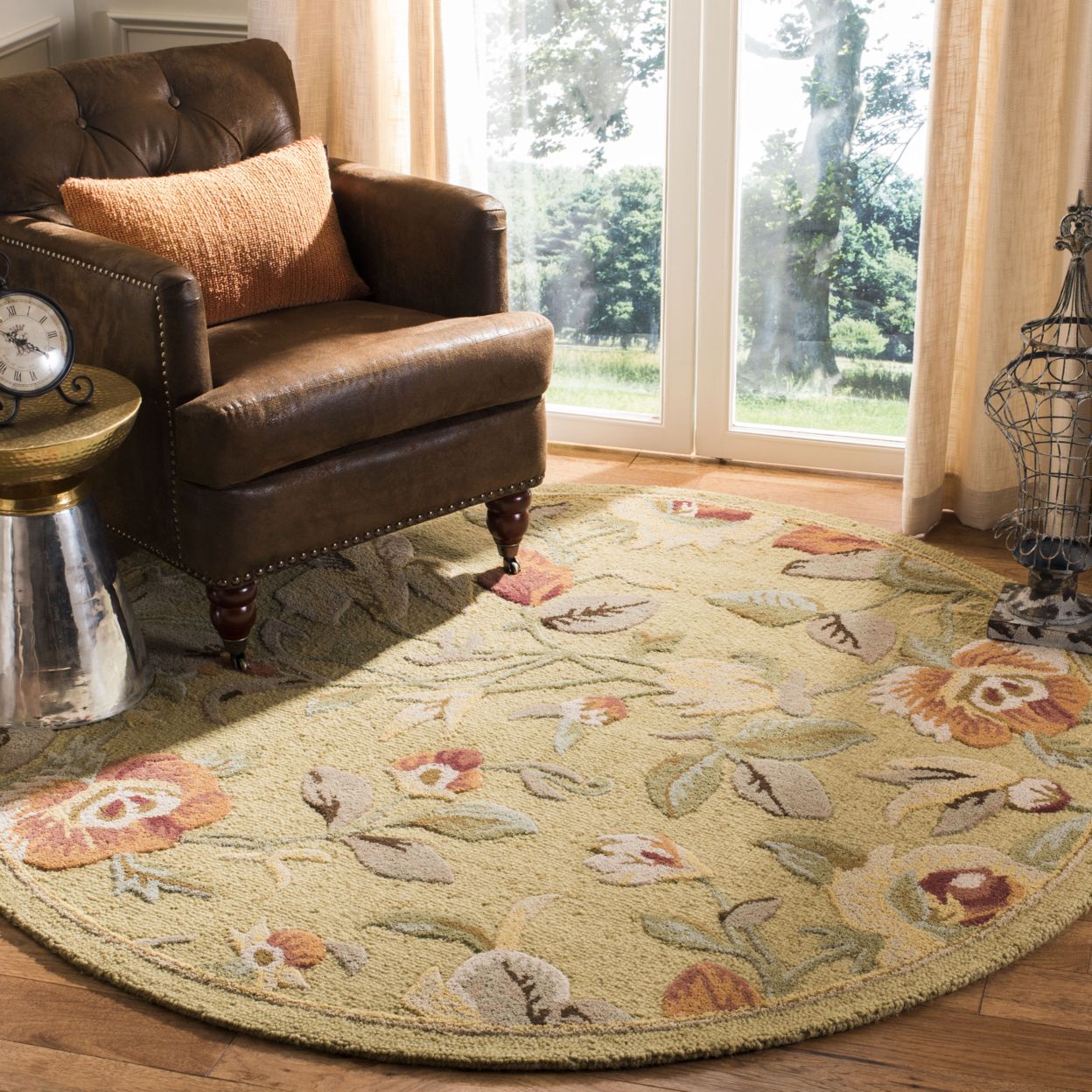 SAFAVIEH Blossom BLM785A Hand-hooked Green / Multi Rug - 5' X 8'