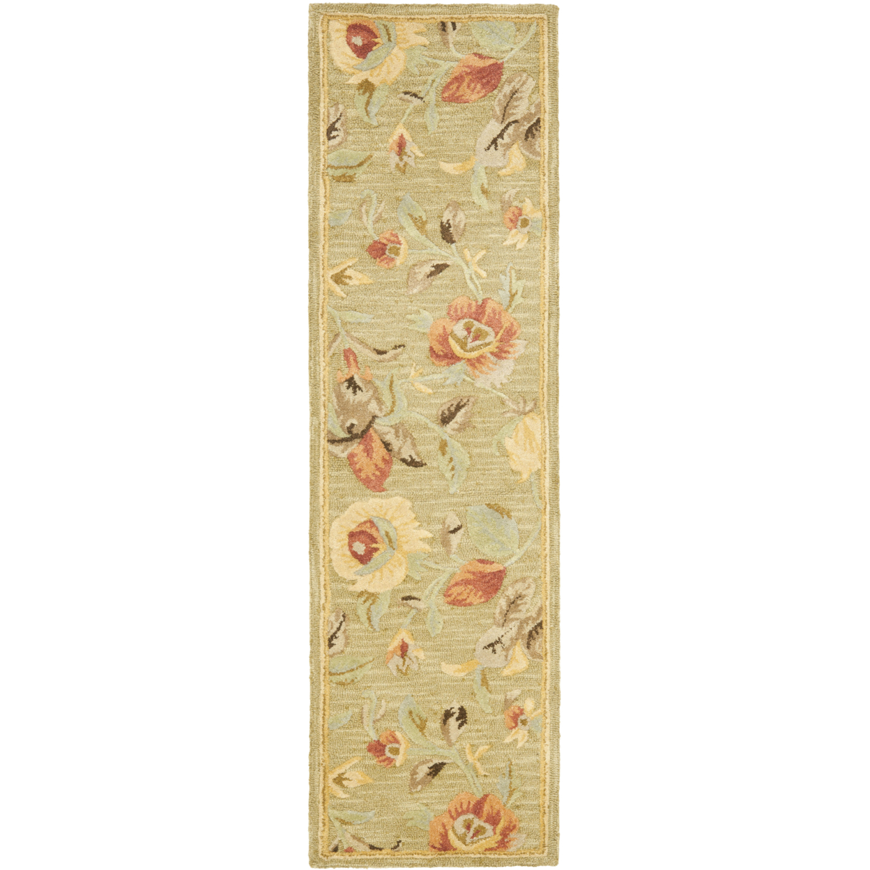 SAFAVIEH Blossom BLM785A Hand-hooked Green / Multi Rug - 2' 3 X 8'