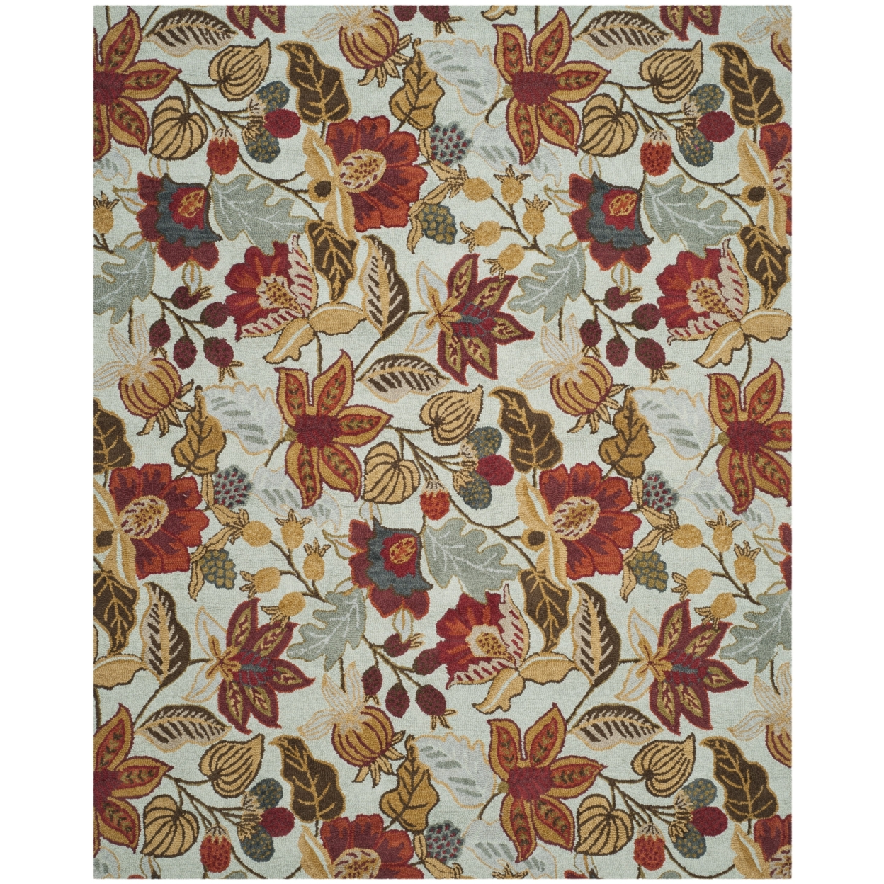 SAFAVIEH Blossom BLM863A Hand-hooked Blue / Multi Rug - 6' X 9'