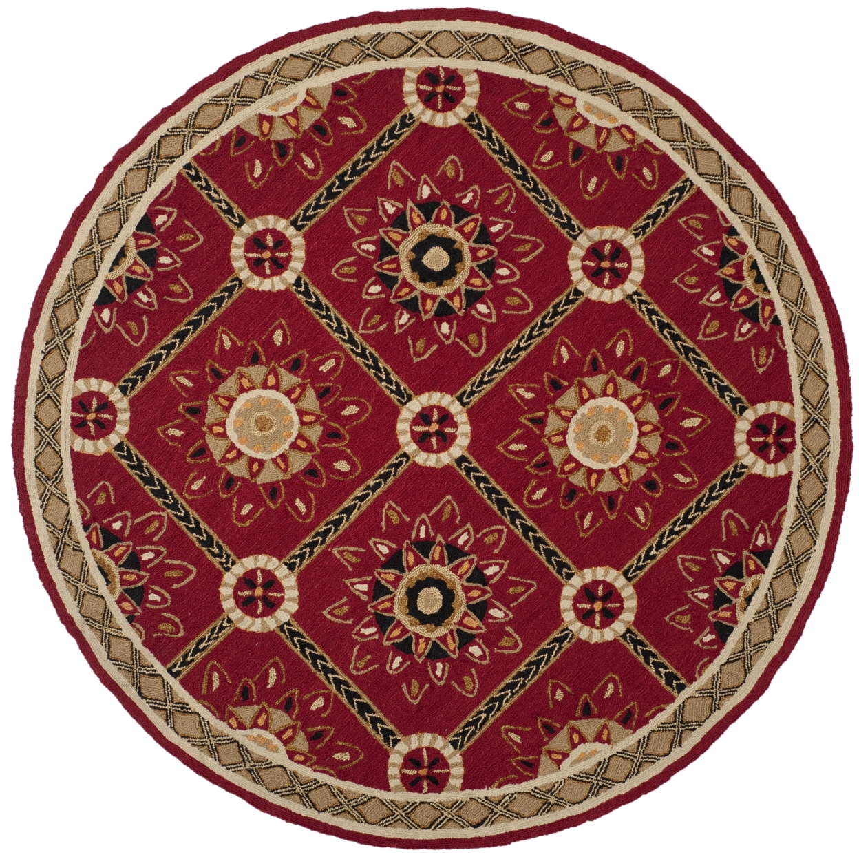 SAFAVIEH Easy Care EZC711A Red / Natural Rug - 6' Round