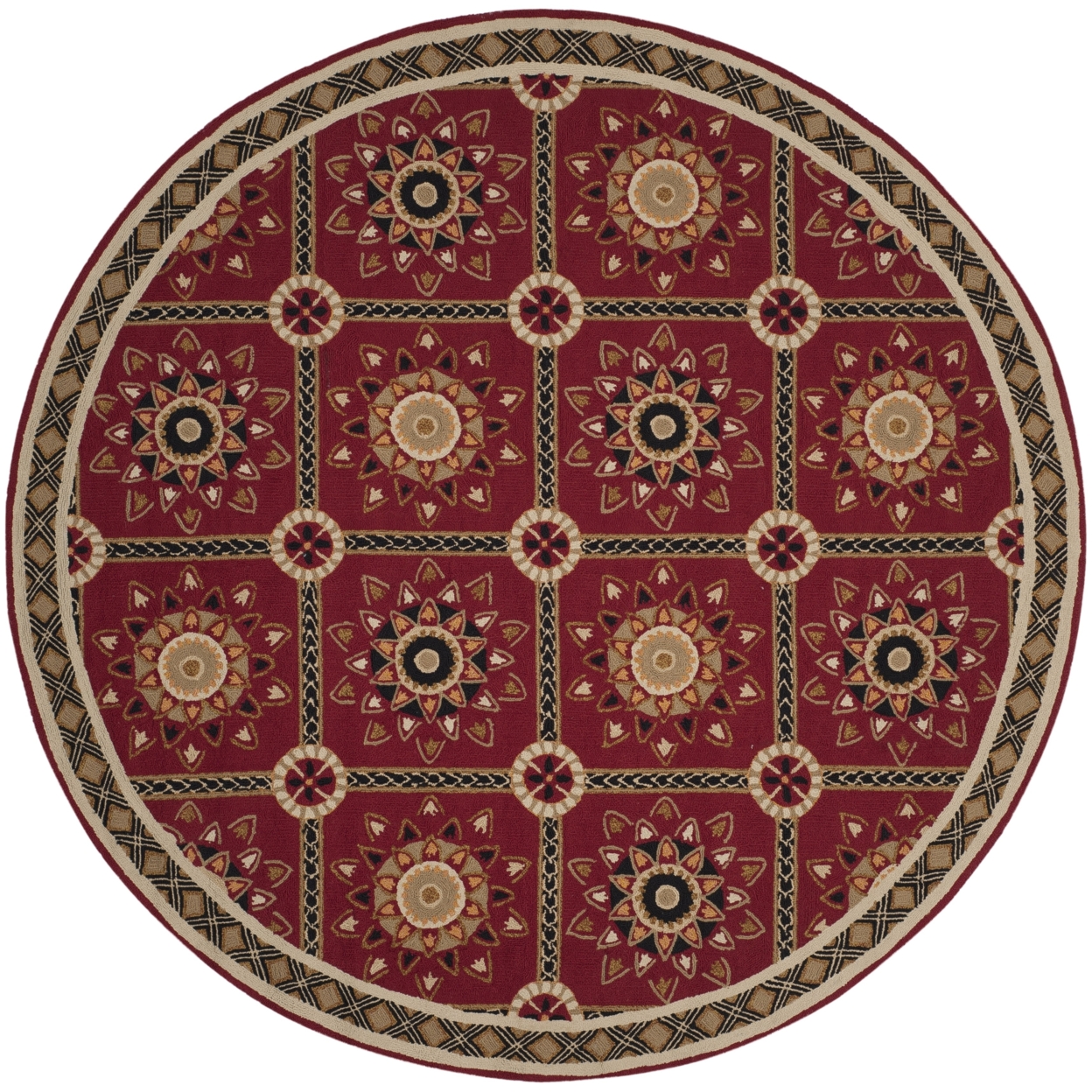 SAFAVIEH Easy Care EZC711A Red / Natural Rug - 8' Round