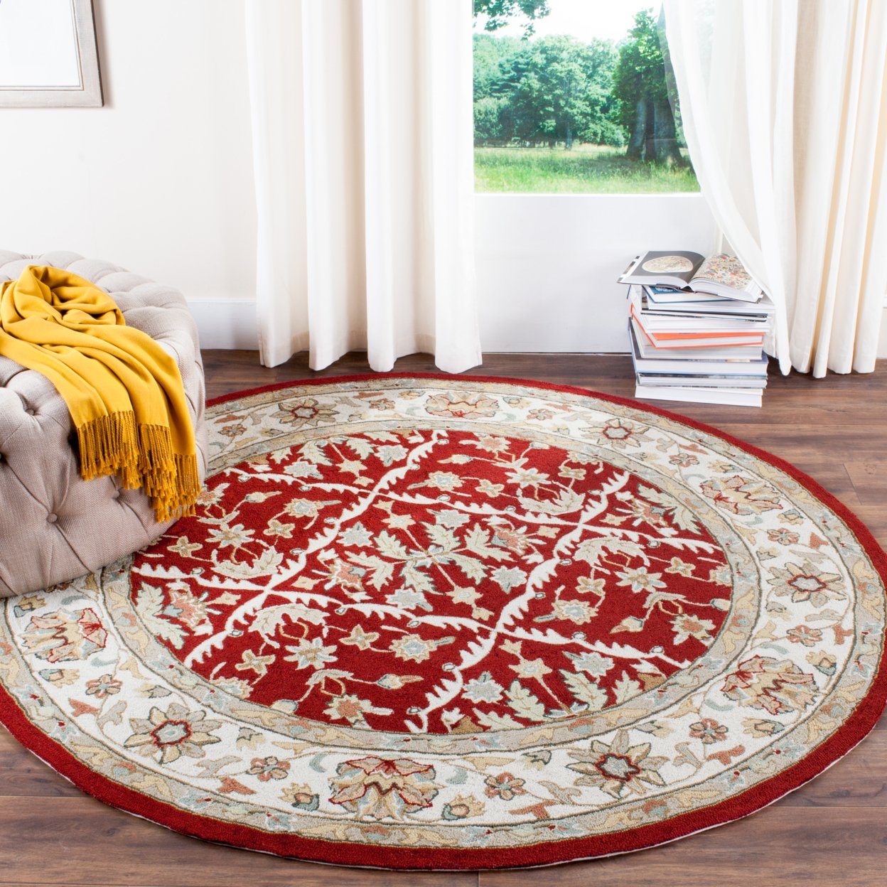 SAFAVIEH Easy Care EZC717A Red / Ivory Rug - 2' 6 X 10'